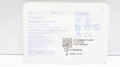 Covidien 8881225174 Monoject Blood Collection/Infusion Set 19G x  3/4inch (x)